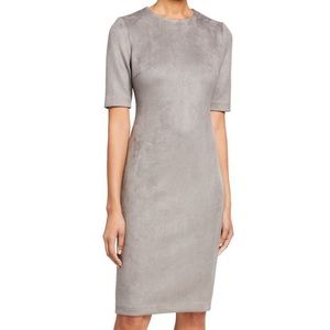 Anne Klein Scuba Grey Faux Suede Sheath Dress NWOT
